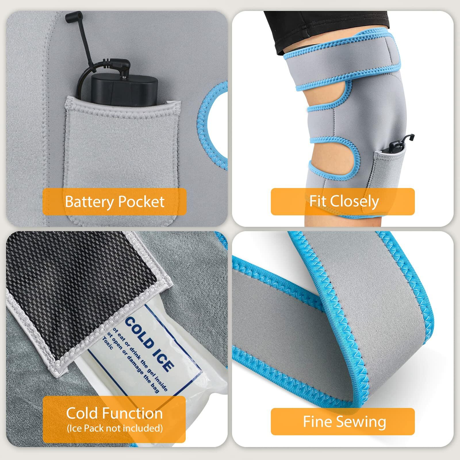 Feiorn Heated Knee Brace Wrap Adjustable Heat Vibration Massager Gray Size One