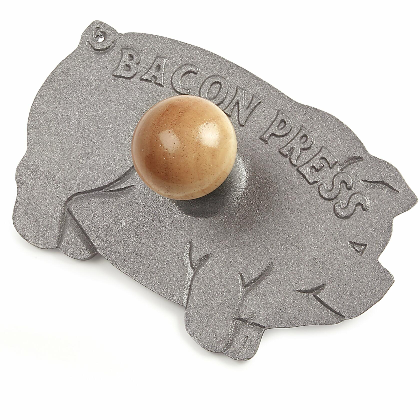 Norpro Cast Iron Pig Shaped Bacon Press with Wood Handle 8.5in
