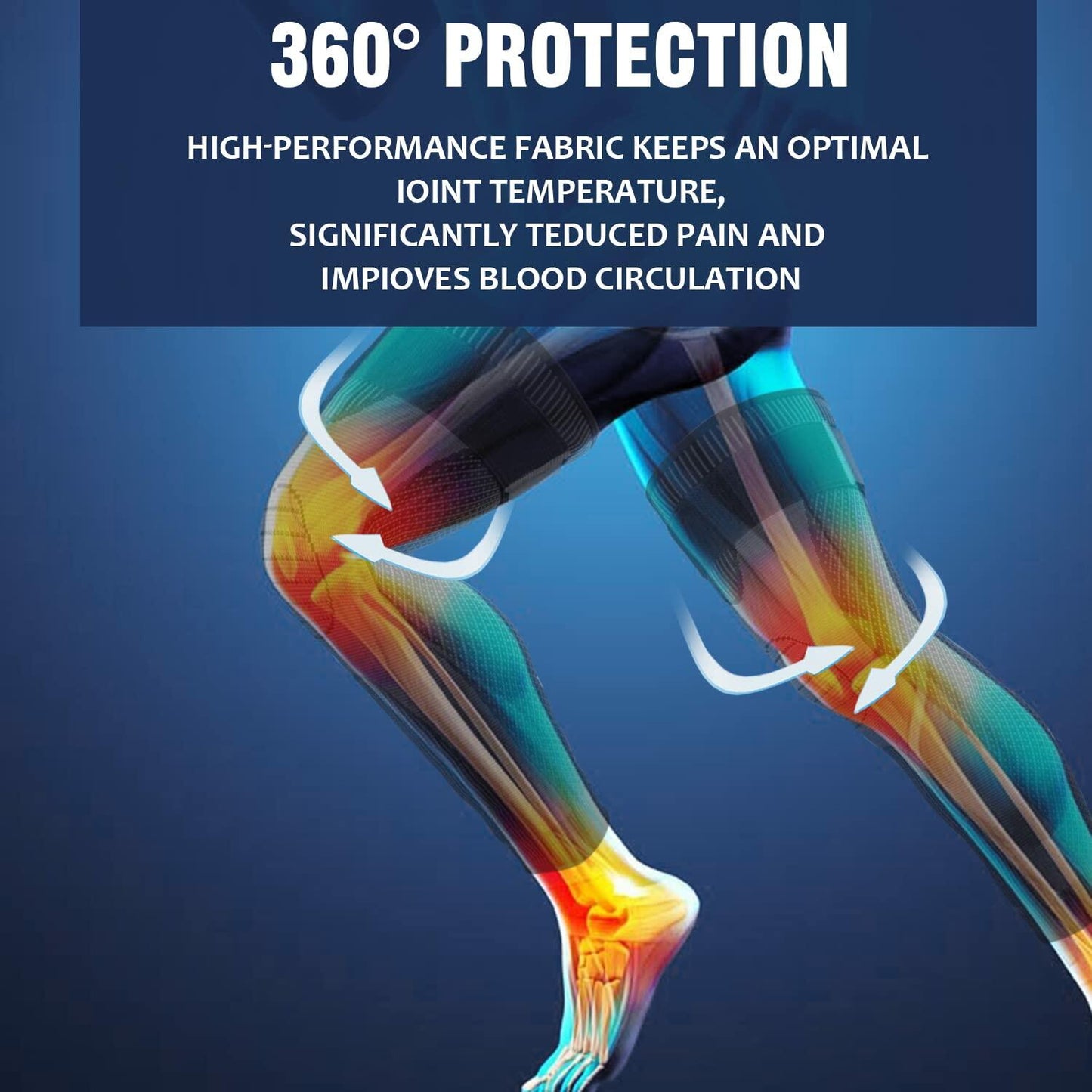 Mumian Full Leg Compression Sleeves with Strap Black 1 Pair Size XXX-Large