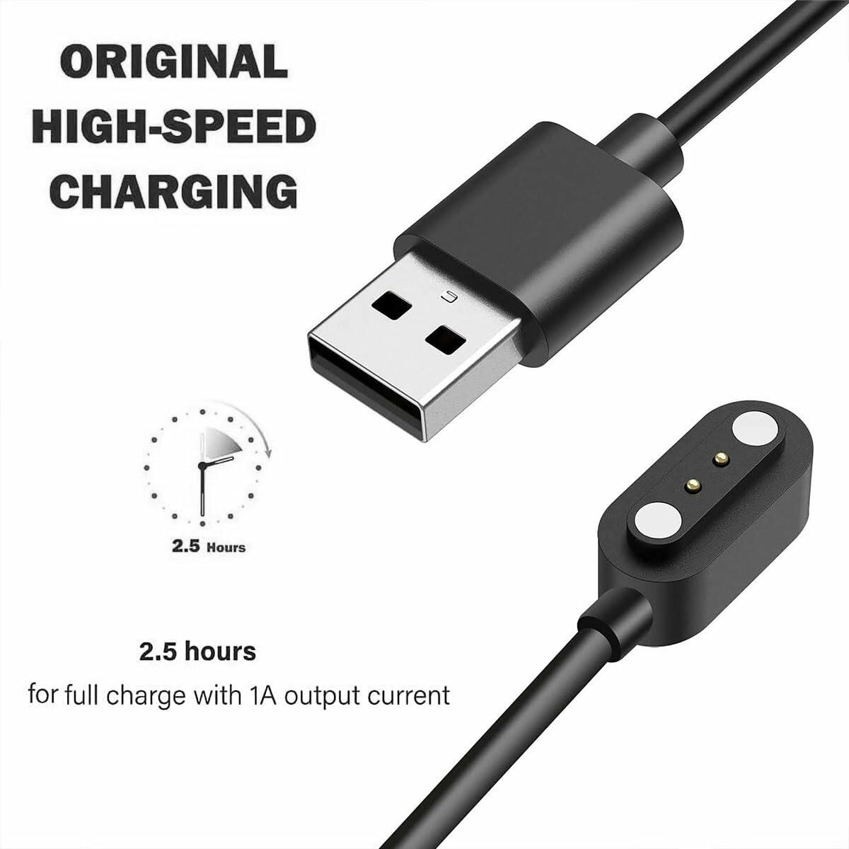 Msvueioe Jugeman P99 Smart Watch Charger USB Magnetic Cable 2FT 2 Pack Black