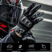 Scoyco Motorcycle Gloves Carbon Knuckle Touchscreen Black Size XL