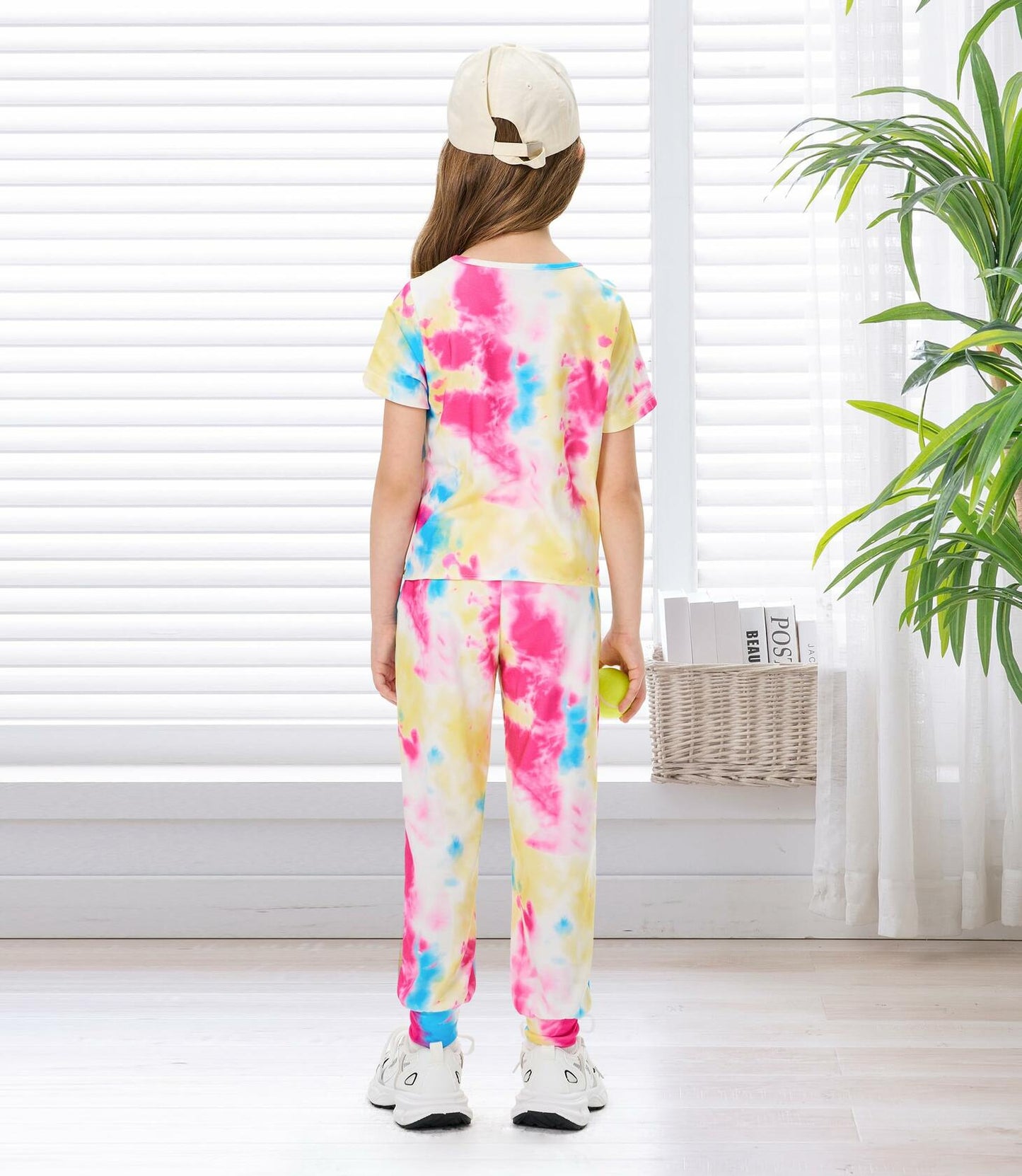 Hvididan Girls Tie Dye Twist Front Top & Sweatpants Set Rose Red Size 9-10Y