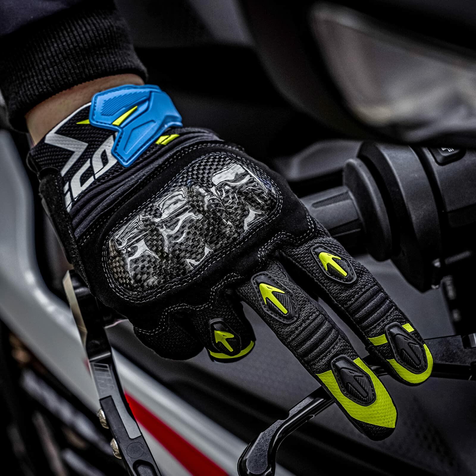 Scoyco Motorcycle Gloves Carbon Knuckle Touchscreen Black Size XL