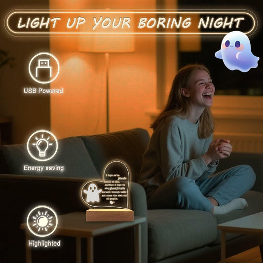 Werncy Cute Ghost Acrylic Desktop Sign Halloween Christmas Decor Transparent