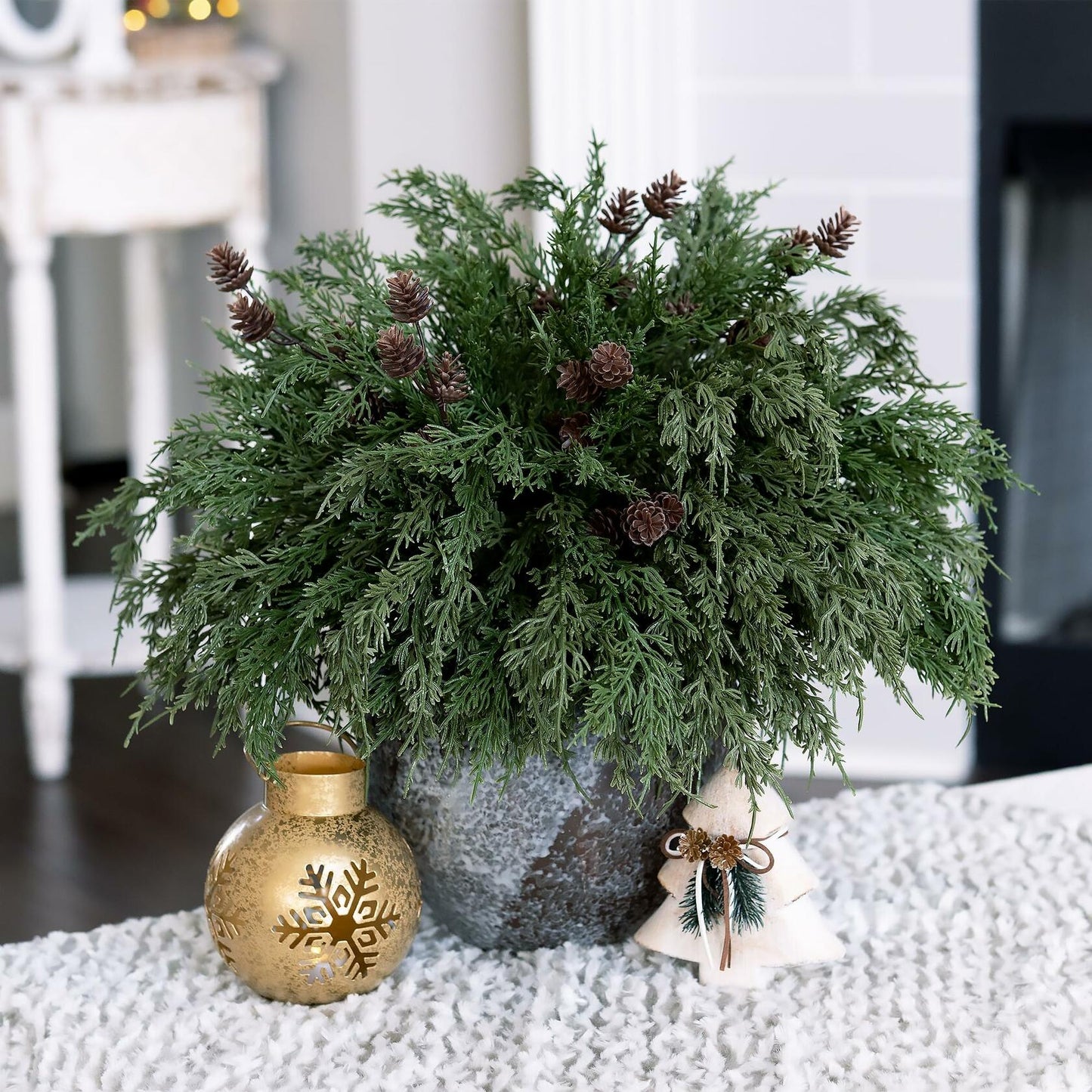 Ivydale 7 PCS Artificial Fall Stems 26in White Flowers Silk Greenery