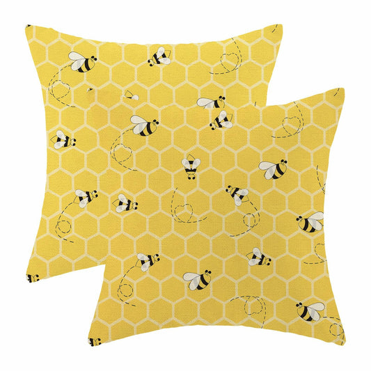 OFIRD Spring Easter Pillow Covers 18x18 Pack of 2 Pink Green Bunny Floral