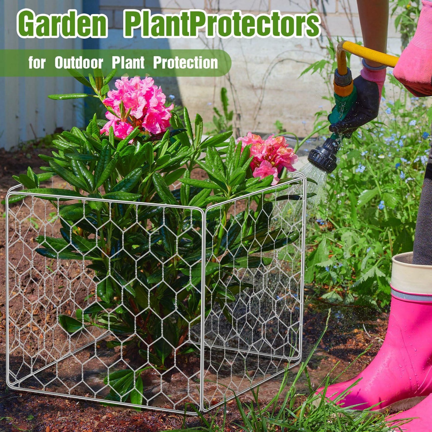 MorningRo 16 Set Wire Plant Protectors 12x12 Square Cages with Stakes & Ties