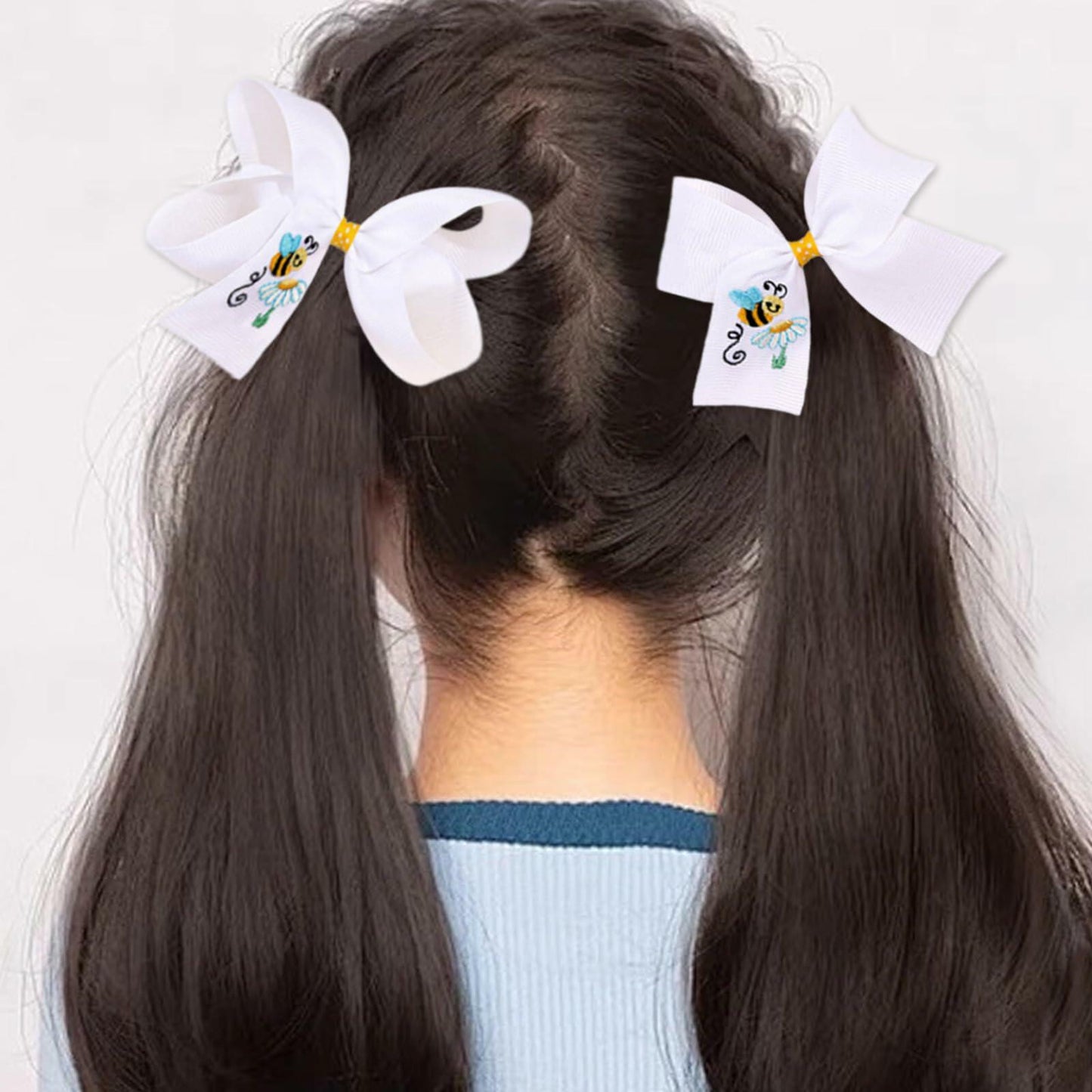 XEININVU Bee Hair Clips Toddler Girls Bowknot Hair Barrettes Yellow White 2PCS