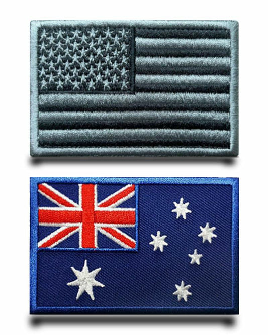 2 Pcs America Australian USA Flag Patch Tactical Military Embroidered