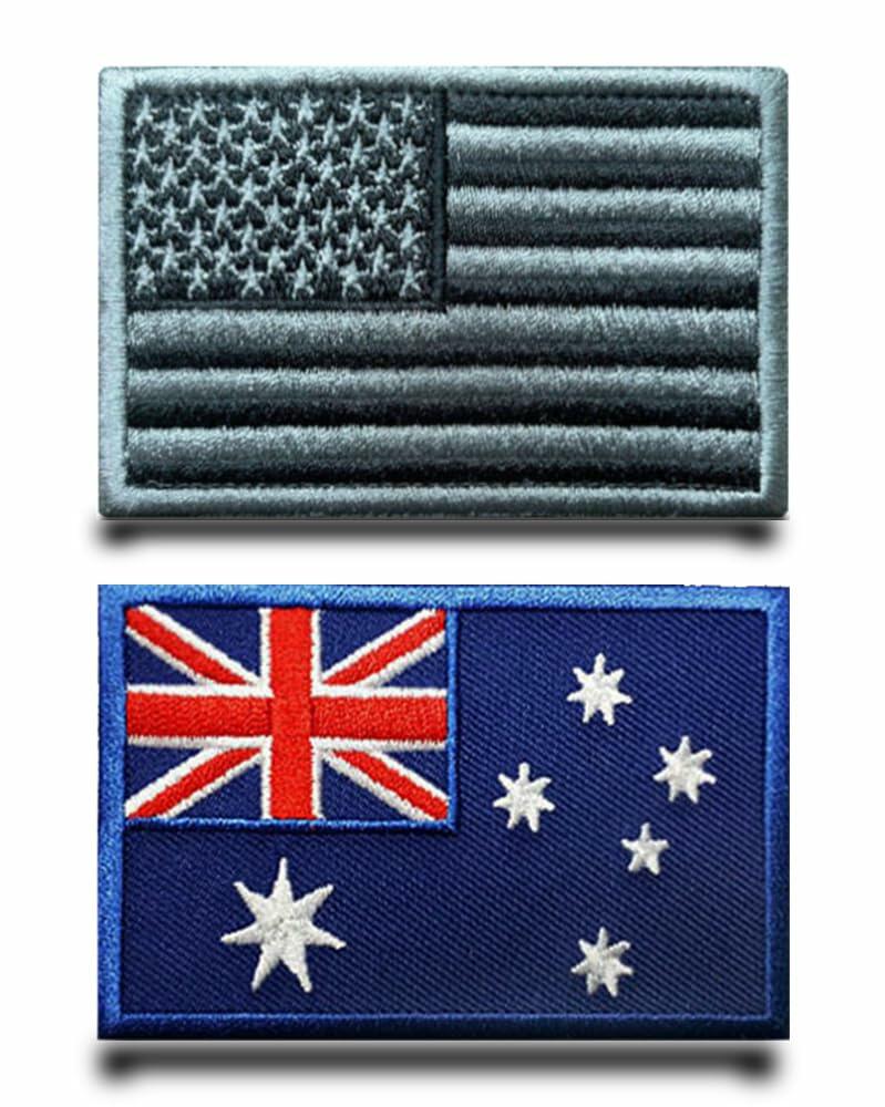2 Pcs America Australian USA Flag Patch Tactical Military Embroidered