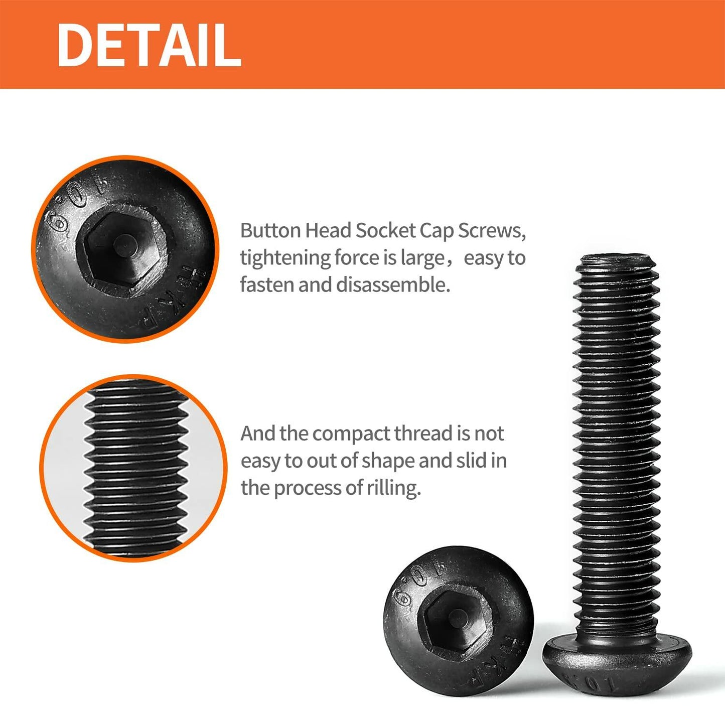 NIULUNBAO M8-1.25x45mm Button Head Socket Cap Screws Black Oxide 10pcs