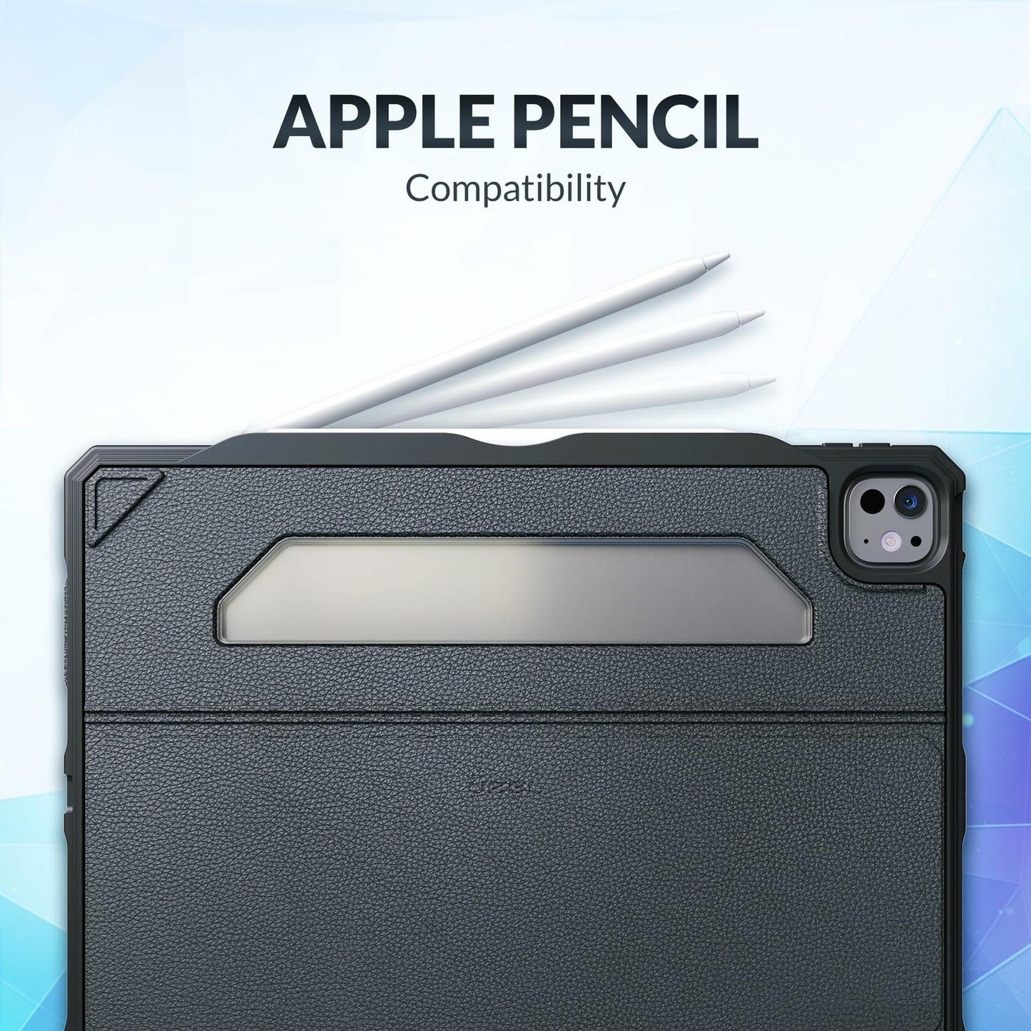 UZBL iPad Pro 13-inch 2024 Vegan Leather Case Magnetic Stand Black