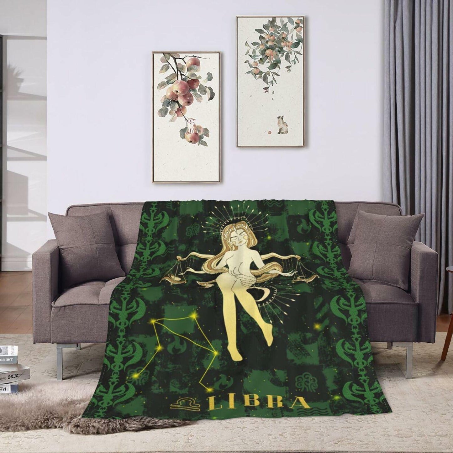Aswuihz Libra Constellation Flannel Throw Blanket 60x50 Fuzzy Cozy
