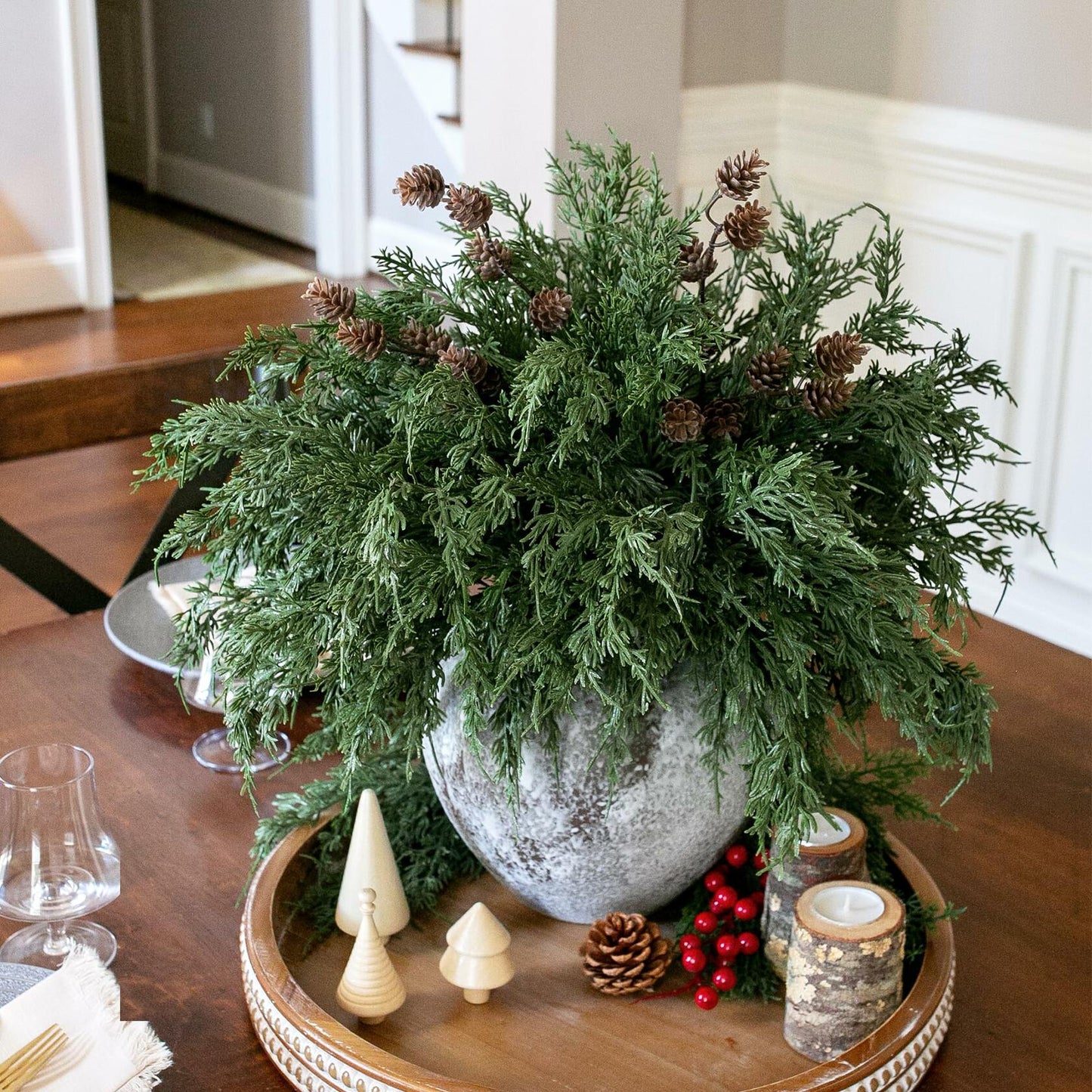 Ivydale 7 PCS Artificial Fall Stems 26in White Flowers Silk Greenery