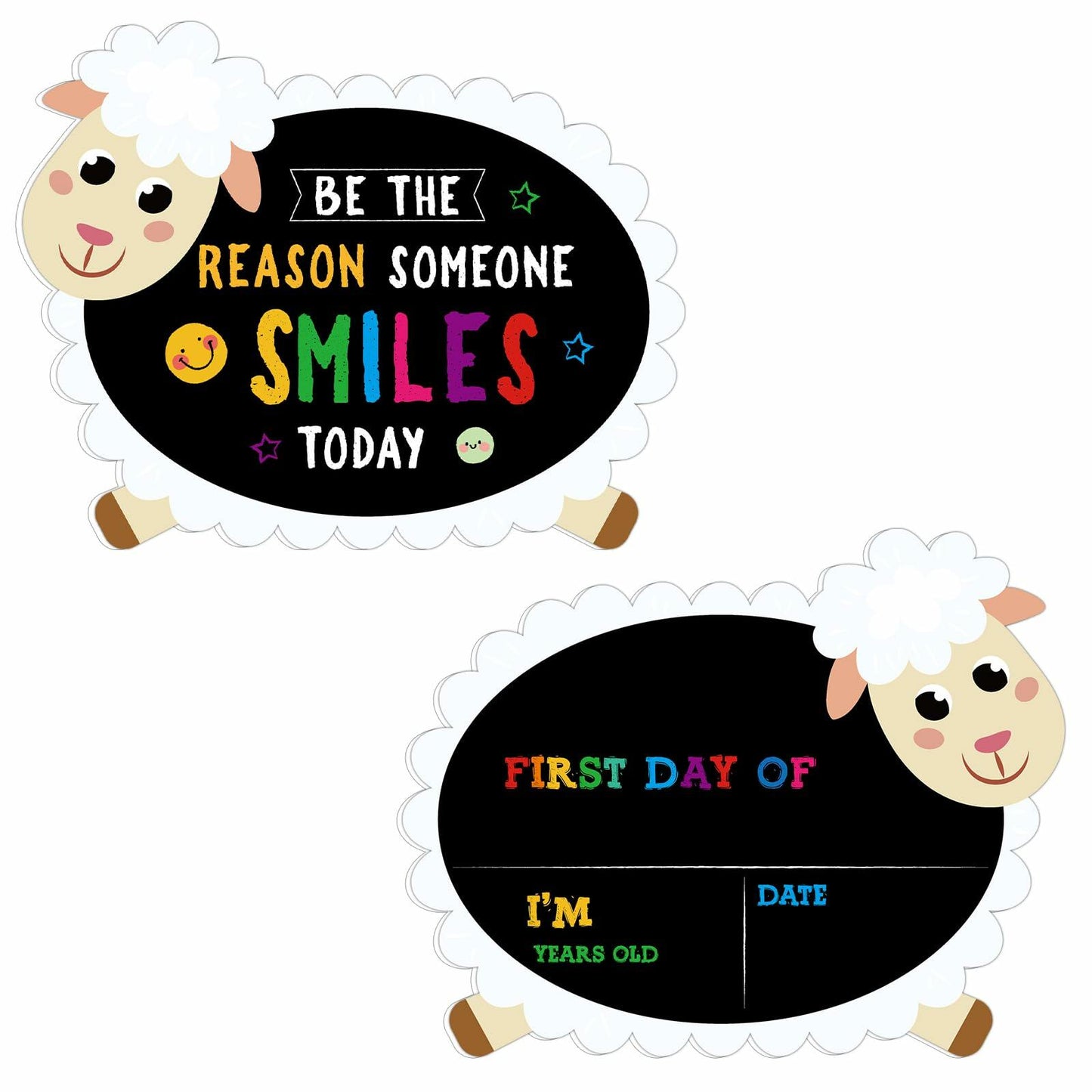 GROWTHMAGIC First Day of School Sign Sheep Shape Chalkboard 14x11 PVC