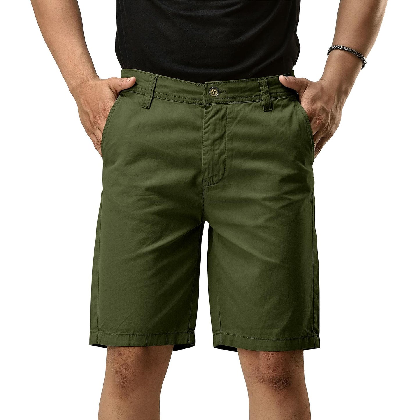 CHARBONNIER Men's Chino Shorts Performance Series 100% Cotton Army Size 30