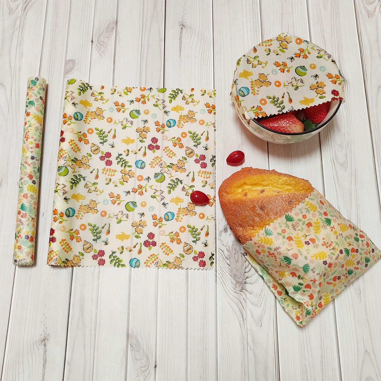 Envoltura Verde Beeswax Food Wraps Roll 10x39in Reusable Eco-Friendly Cheery