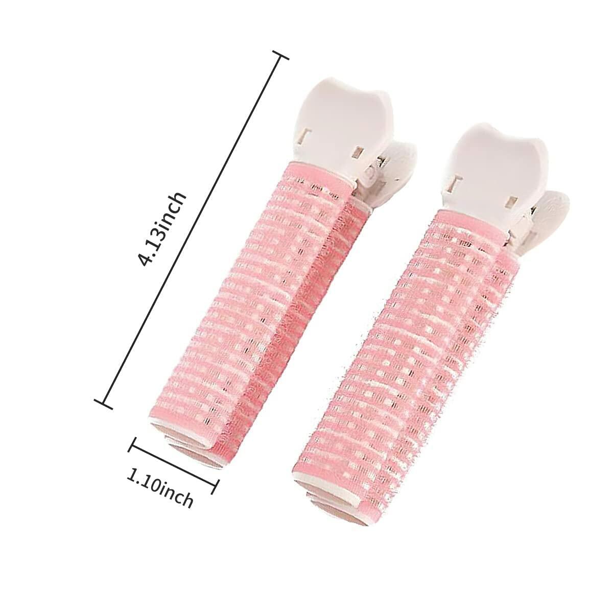 YSSZAM 4PCS Pink Hair Rollers with Clips Volumizing Bangs Curler Self Grip