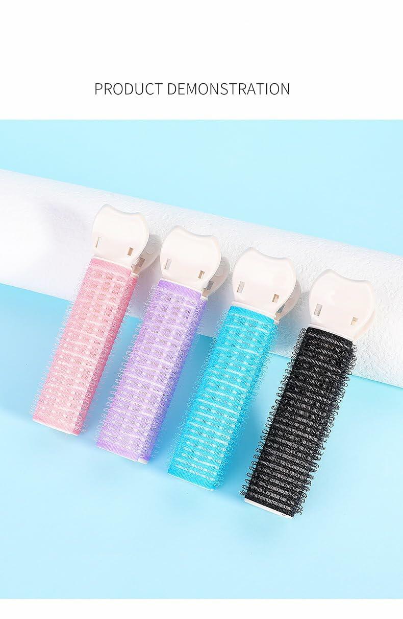 YSSZAM 4PCS Pink Hair Rollers with Clips Volumizing Bangs Curler Self Grip