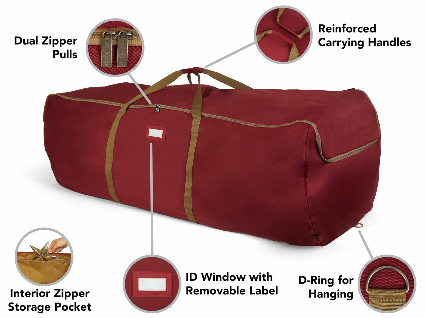 Covermates Keepsakes Garland Duffle Bag Durable Polyester Red Fits 25ft
