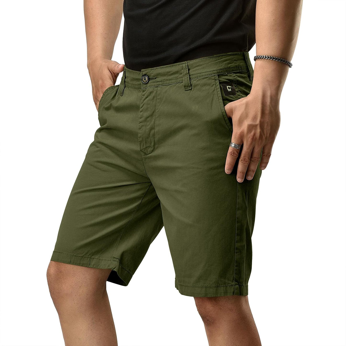 CHARBONNIER Men's Chino Shorts Performance Series 100% Cotton Army Size 30