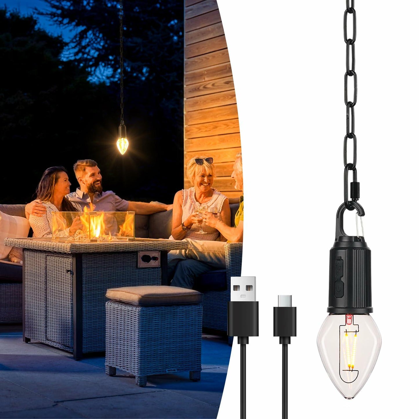 Brighfivey Rechargeable LED Gazebo Light Waterproof Hanging Candle Shape 1 Pack