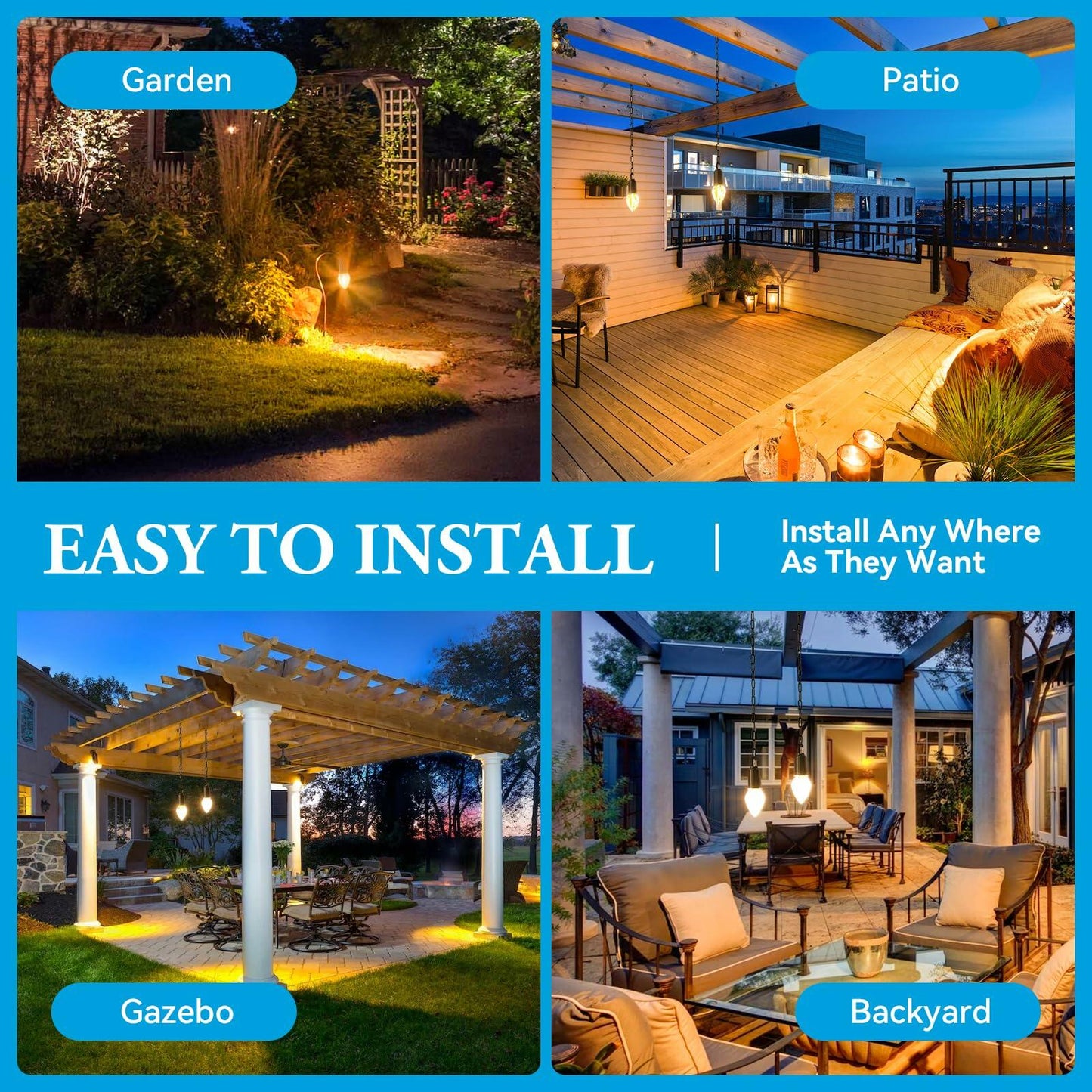 Brighfivey Rechargeable LED Gazebo Light Waterproof Hanging Candle Shape 1 Pack