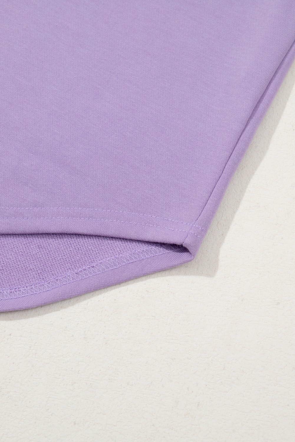 SHEWIN Women Oversized Button Up Sweatshirt Purple Size L