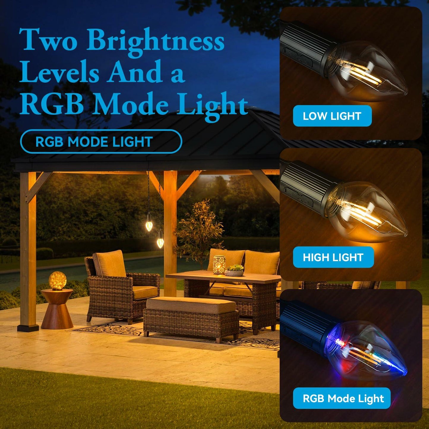 Brighfivey Rechargeable LED Gazebo Light Waterproof Hanging Candle Shape 1 Pack