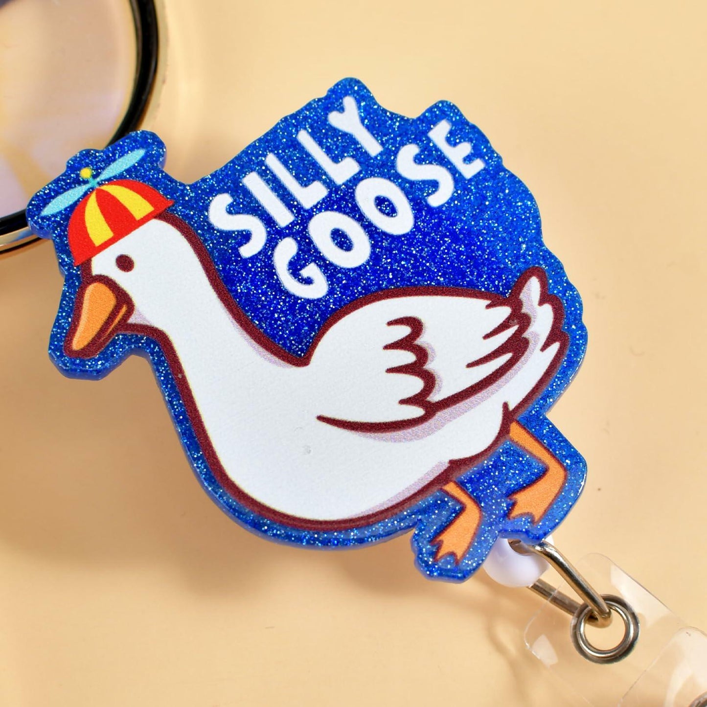 3PCS Silly Goose Glitter Retractable Badge Reels ID Holder with Clip for Nurse