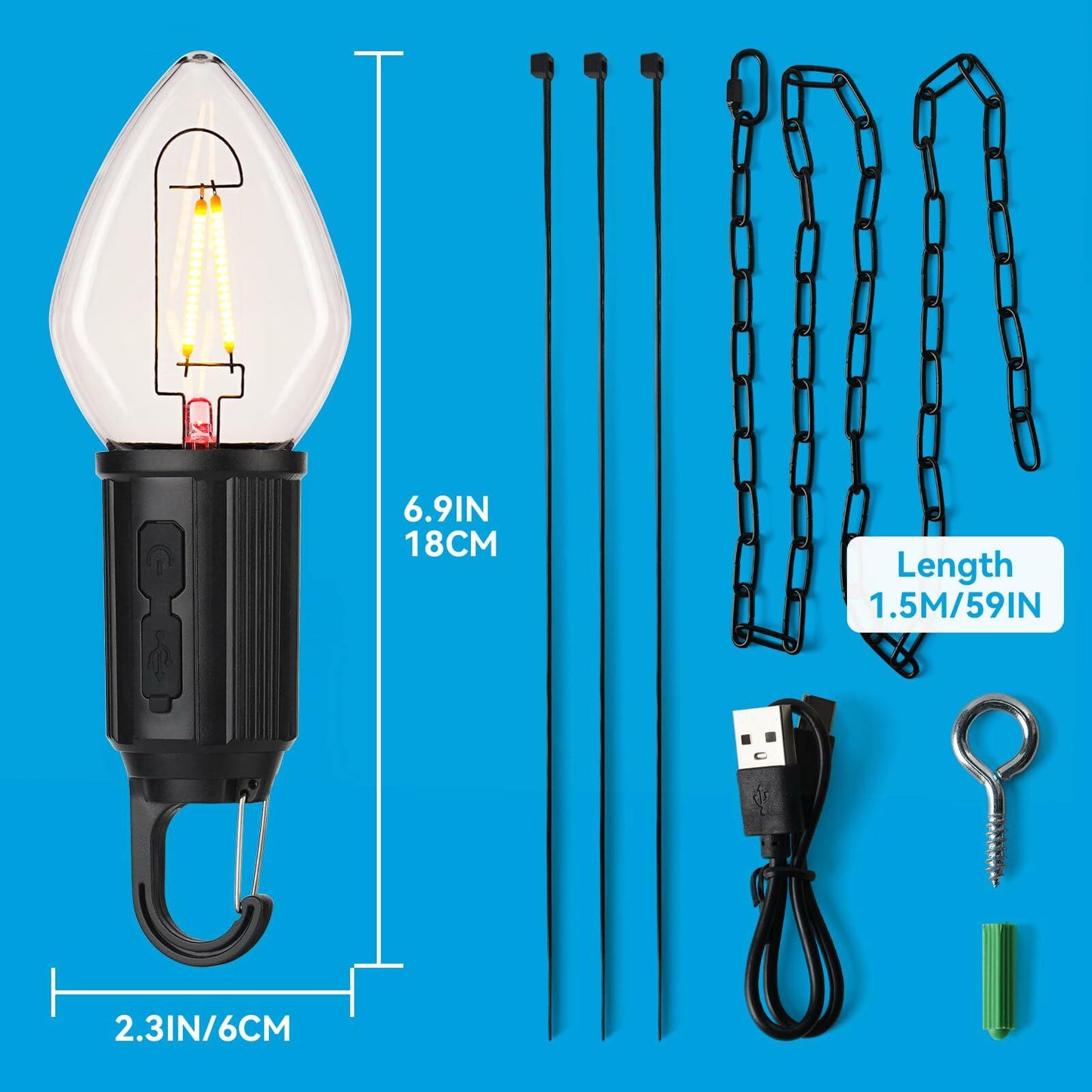 Brighfivey Rechargeable LED Gazebo Light Waterproof Hanging Candle Shape 1 Pack