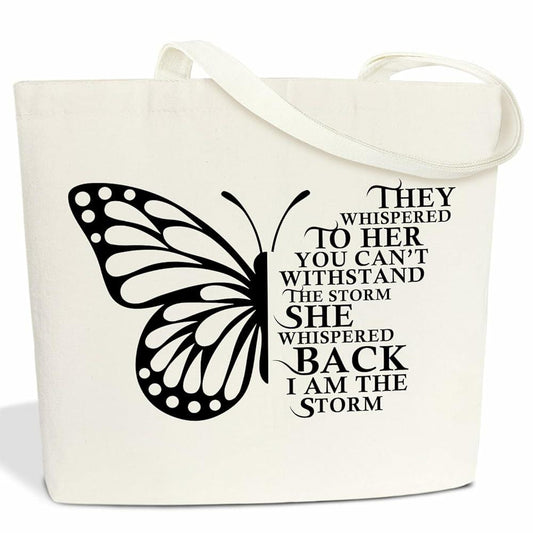 BSNZZIO Butterfly Canvas Tote Bag Inspirational Book Lover Gift Women One Size