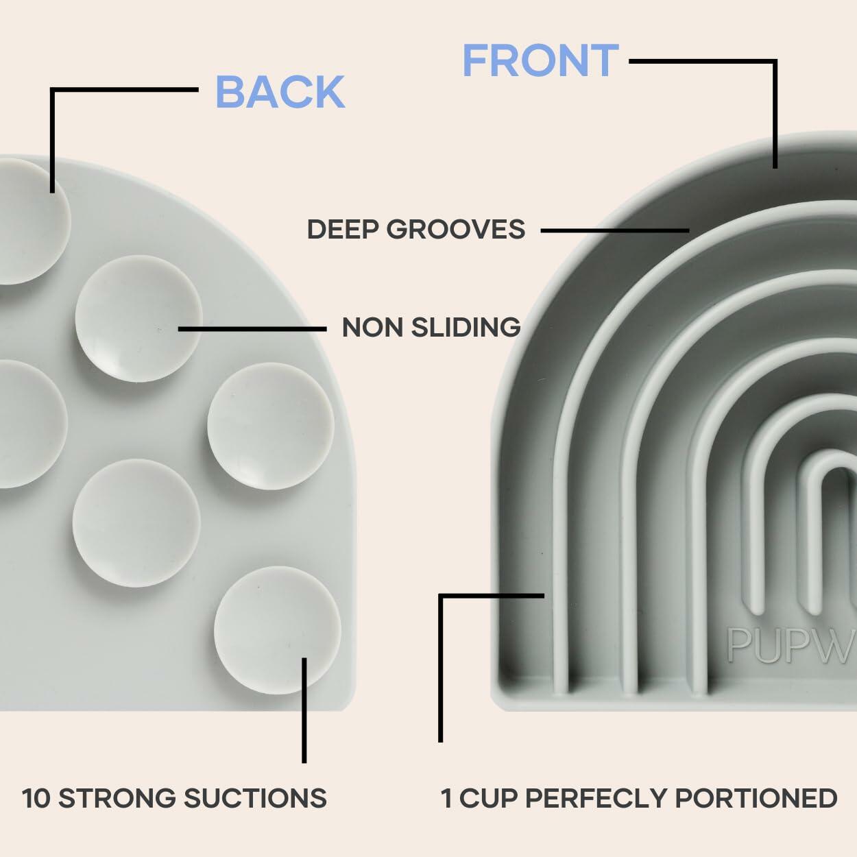 Pupwell Happy Feelings Lick Mat Dog Cat Slow Feeder Silicone Slate Blue