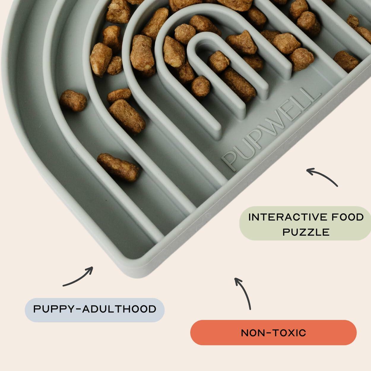 Pupwell Happy Feelings Lick Mat Dog Cat Slow Feeder Silicone Slate Blue