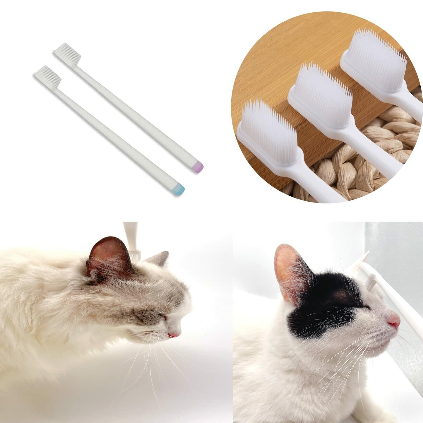 E.M&S.T Emmeliestella Cat Head Brush Silicone Bristles 2PCS Gentle Clean