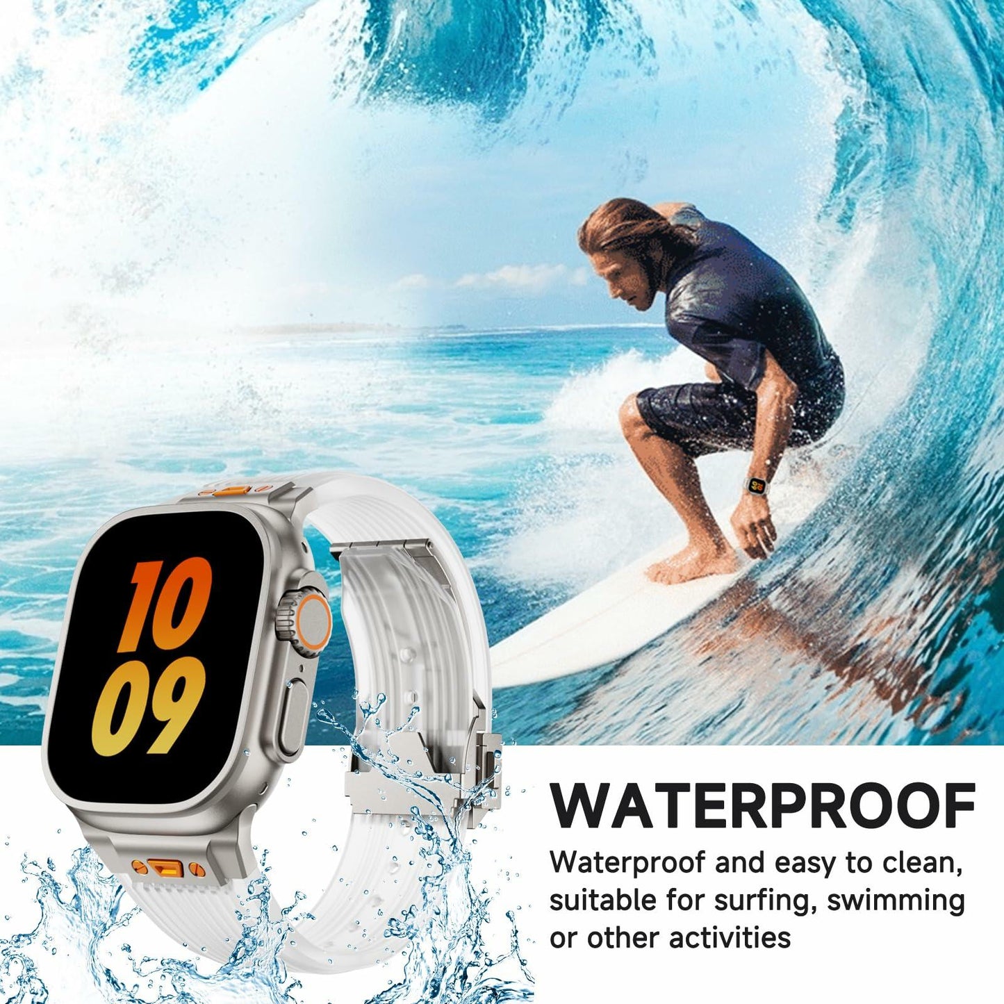 Jopinl Clear Silicone Watch Band for Apple Watch Ultra 49mm Transparent