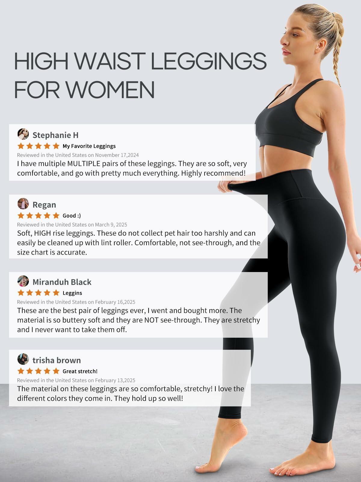 Laite Hebe 4 Pack High Waisted Yoga Leggings Soft Tummy Control Size L-XL