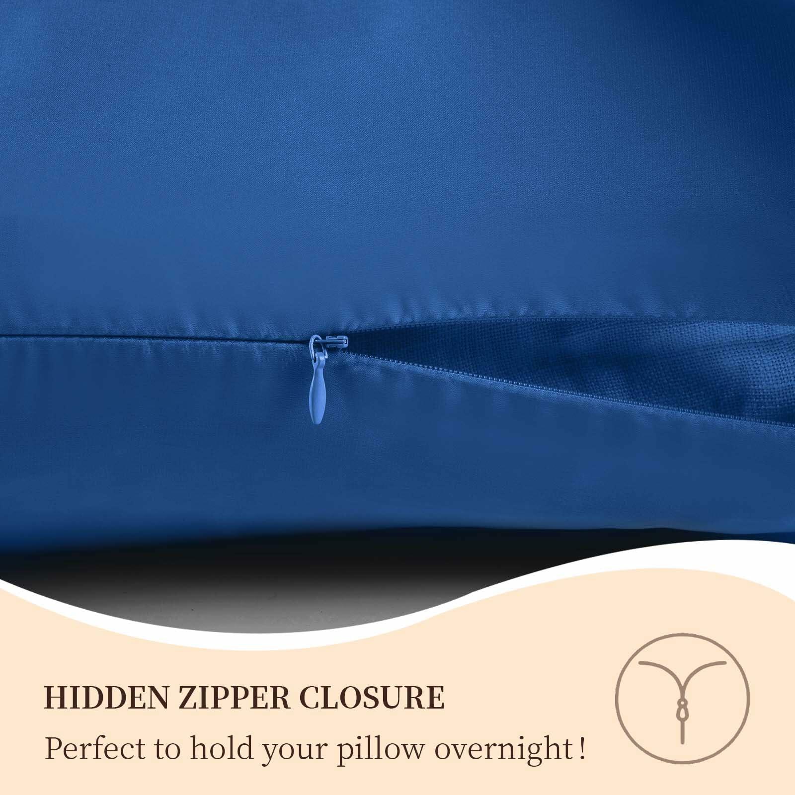 Momelo 100% Pure Mulberry Silk Pillowcase Cooling Zipper Gem Blue 1Pc Size Queen