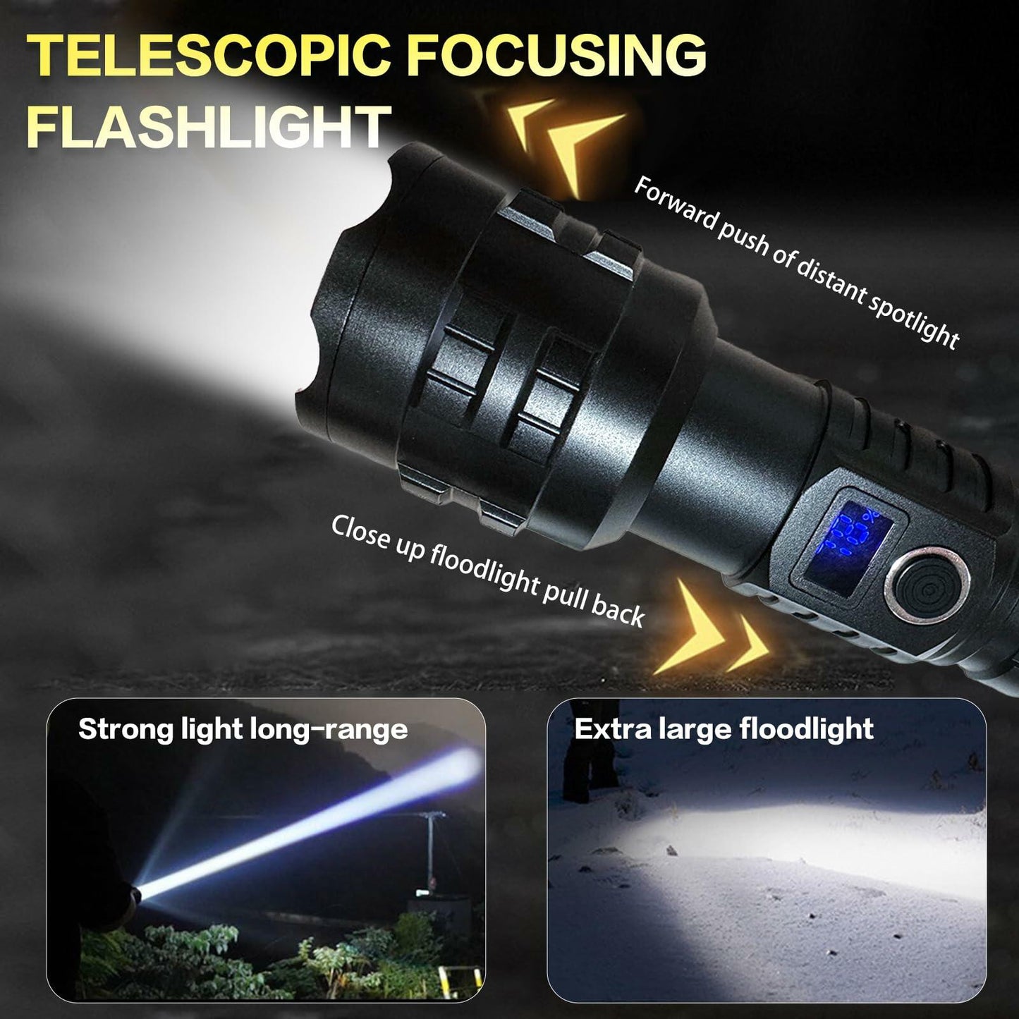 Wboxlizy Rechargeable Tactical Flashlight Waterproof Super Bright Black
