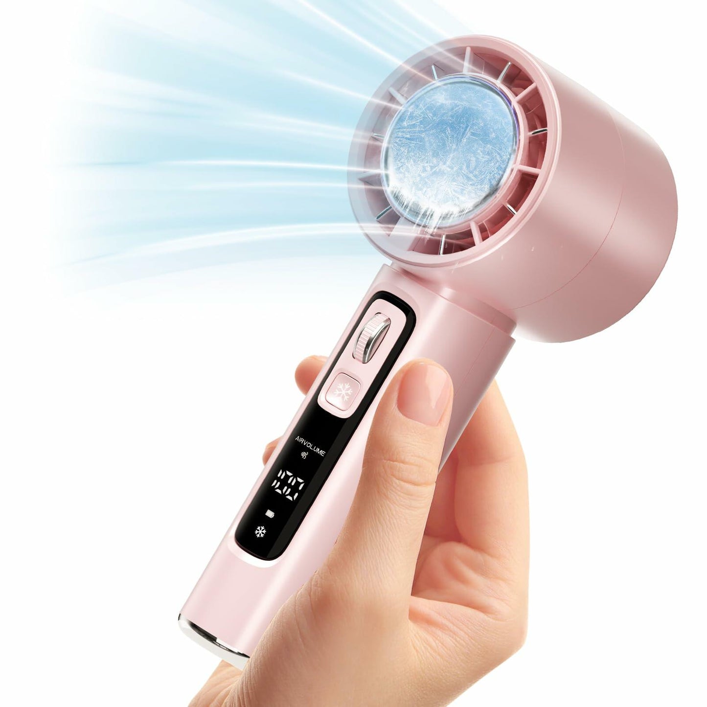 Procci Portable Handheld Fan with Cooling Plate 4000mAh LCD Display Pink