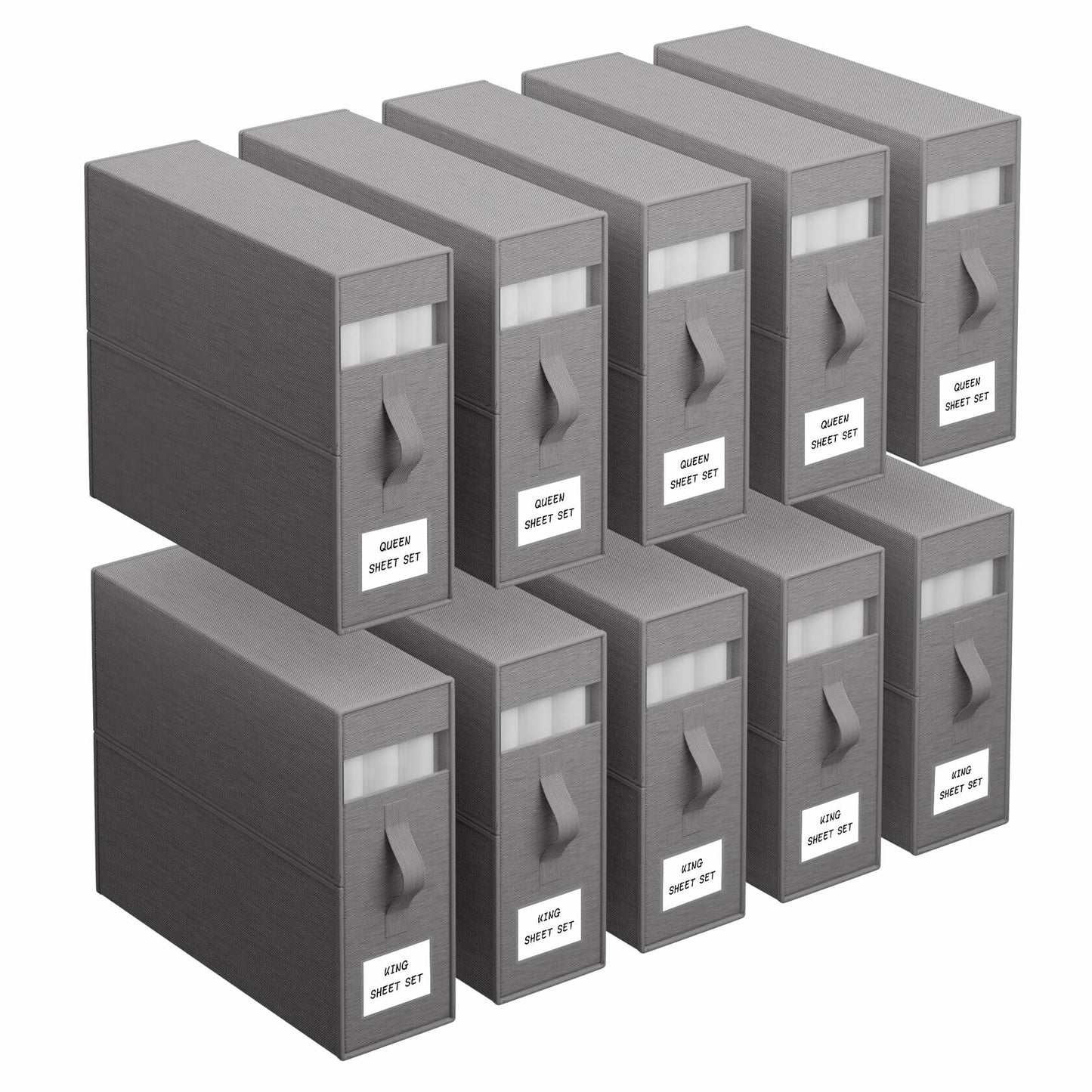 PARANTA Bed Sheet Organizers 10 Pack Foldable Linen Closet Grey 10pcs
