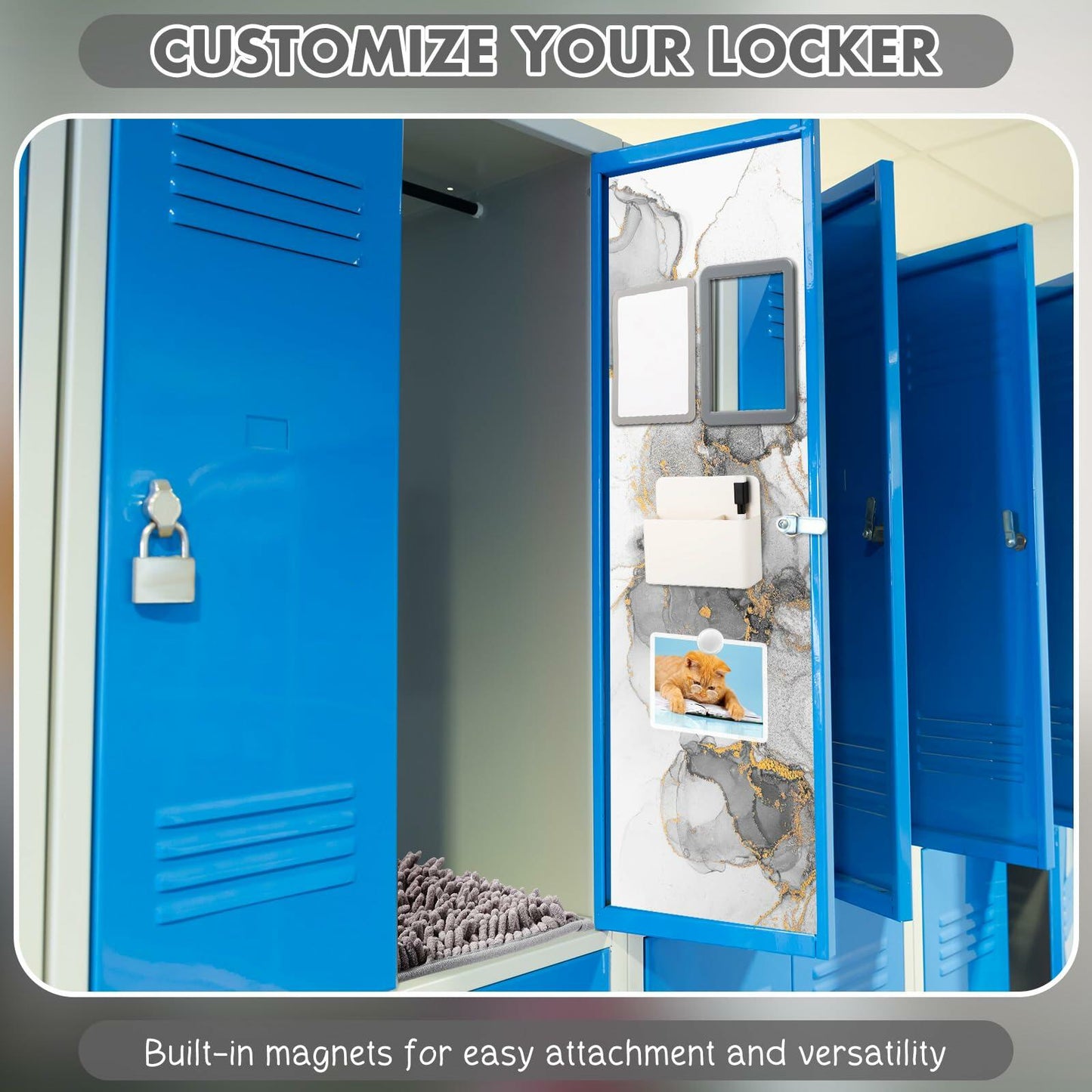 Timgle 8 Pcs Magnetic Locker Set Purple Wavy Style Organizer Accessories