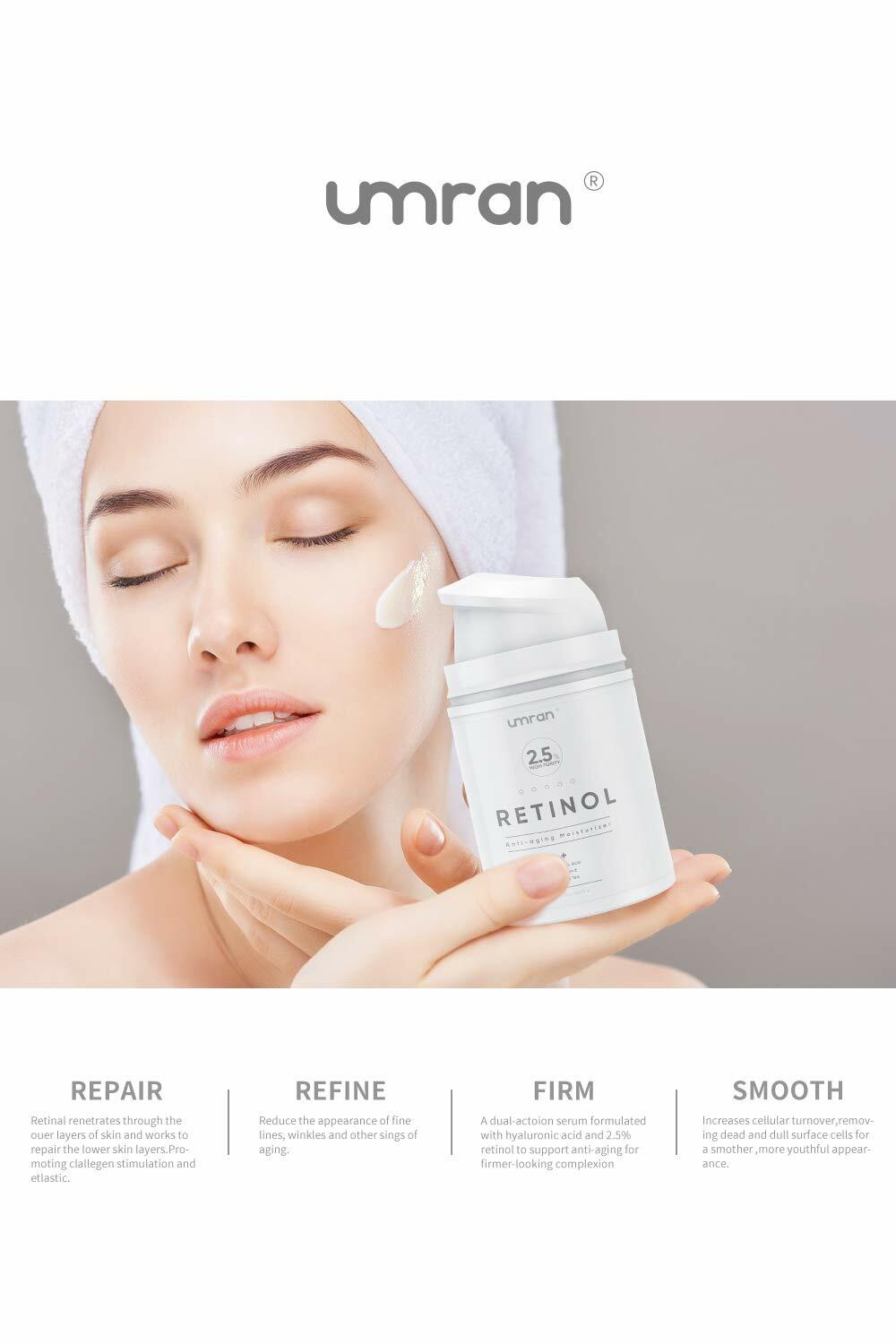 Umran Retinol Anti-Aging Cream 2.5% Hyaluronic Acid Vitamin E 50ml Face Eye