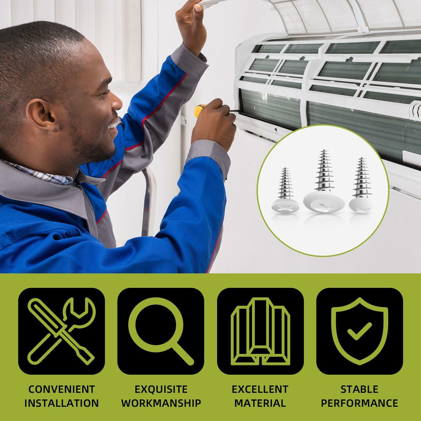 DLBEEM 150Pcs 8x3/4" White Carbon Steel Phillips Wood Screws Kit