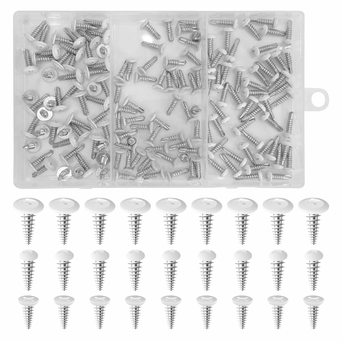 DLBEEM 150Pcs 8x3/4" White Carbon Steel Phillips Wood Screws Kit