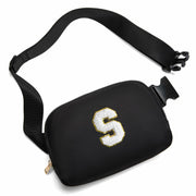 Gitus Personalized Fanny Pack Crossbody Bag for Girls Black Letter Patch