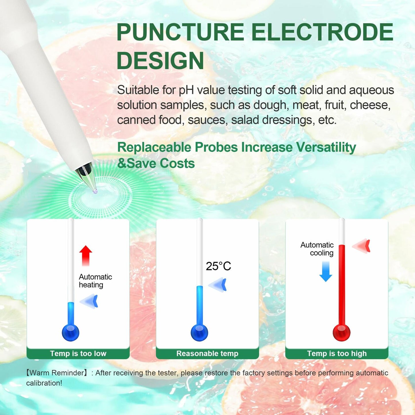 RAINLEOTI Digital pH Meter Food Tester with 2 Probes for Fermented Foods