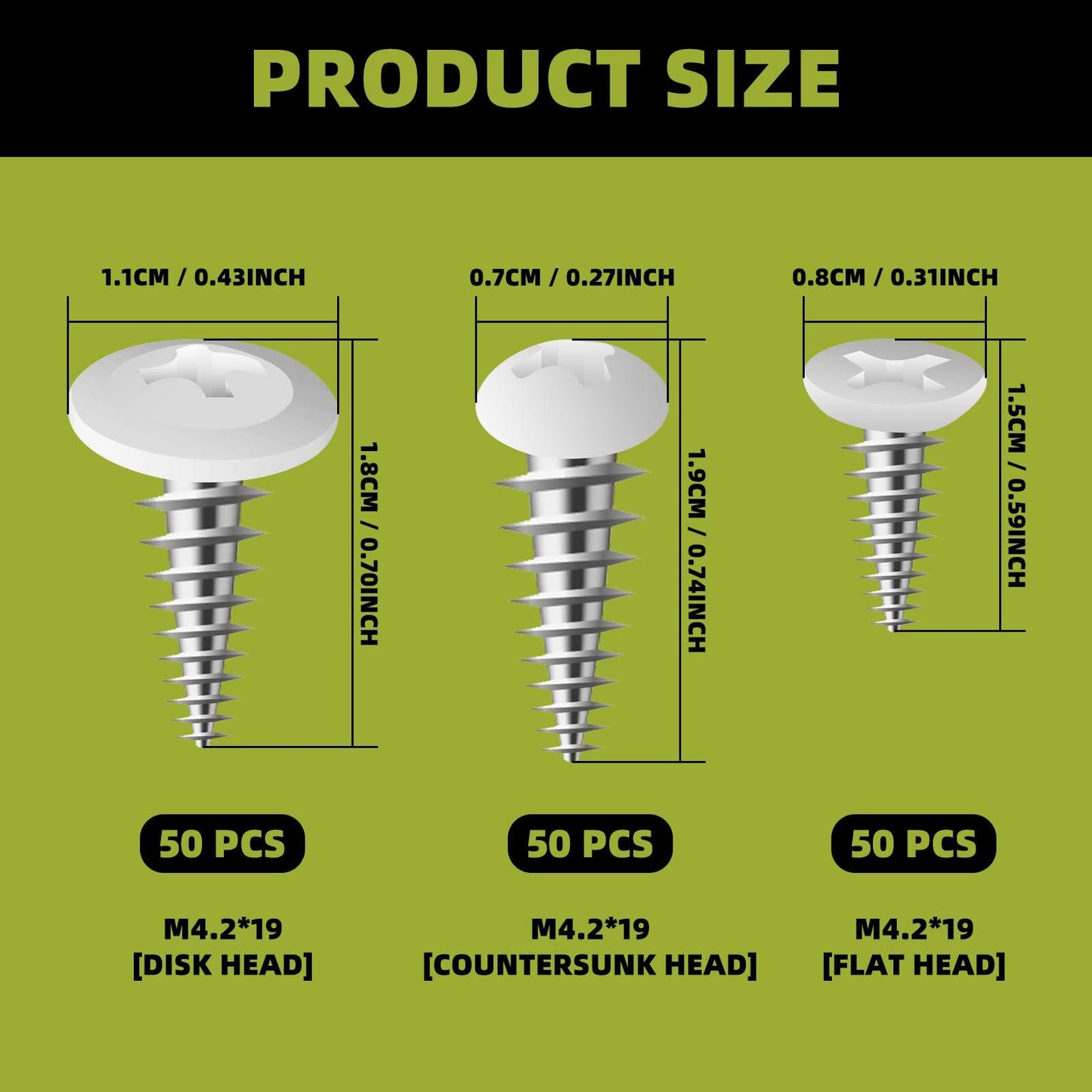 DLBEEM 150Pcs 8x3/4" White Carbon Steel Phillips Wood Screws Kit