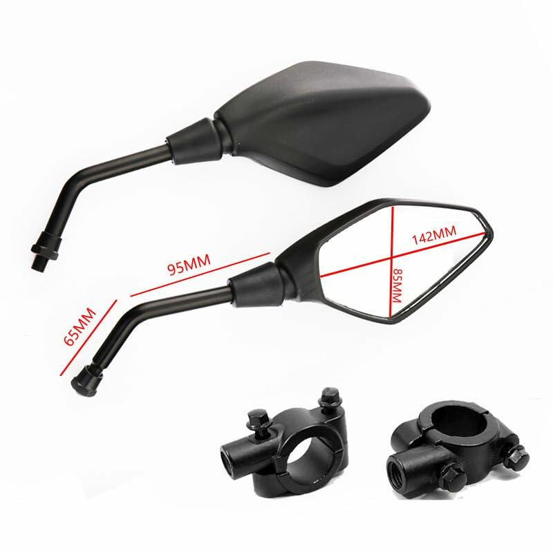 Generic Universal Motorcycle Rear View Side Mirrors 10MM 8MM Black Screw Mount