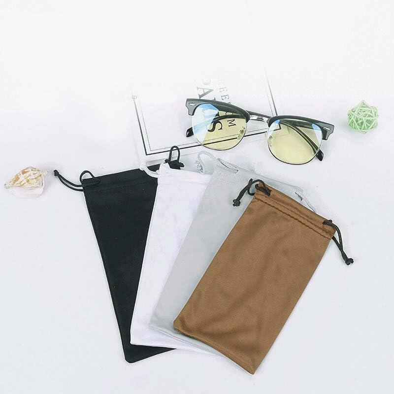 Eluckya 4PCS Microfiber Soft Eyeglass Sunglasses Pouch Drawstring White Grey